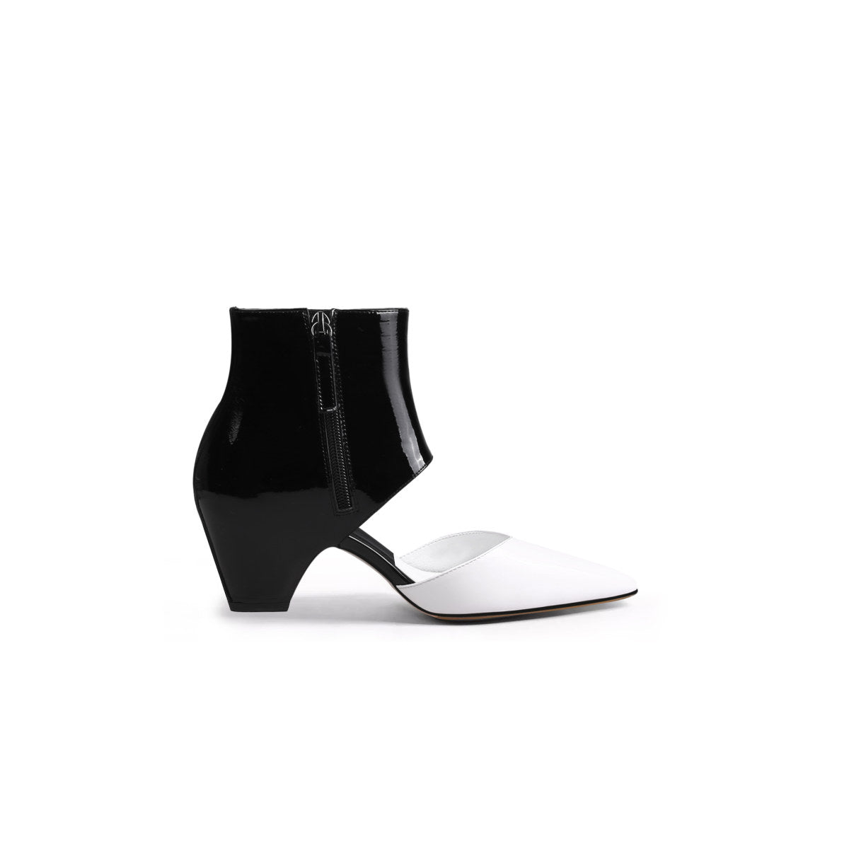 shiny leather cut out ankle boots all white 3