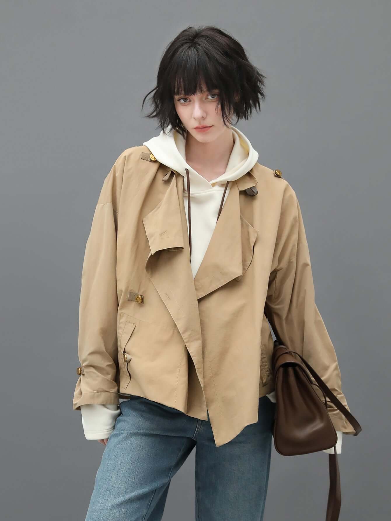 short khaki trench coat all khaki 1