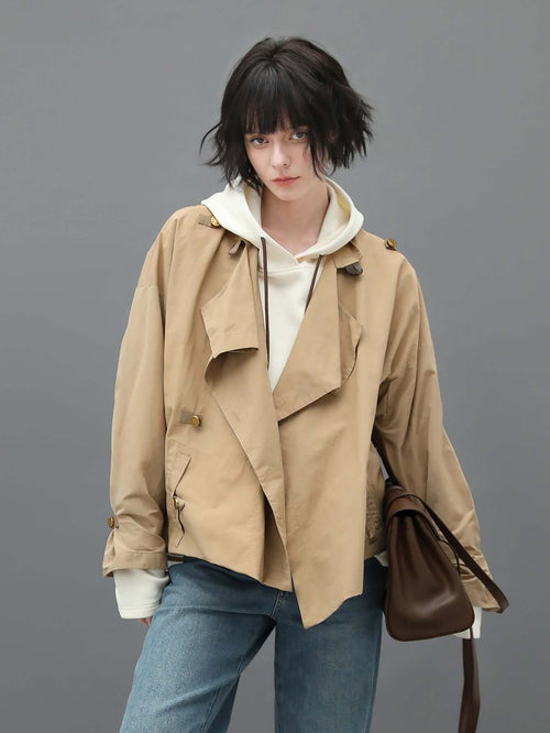 short khaki trench coat all khaki 1