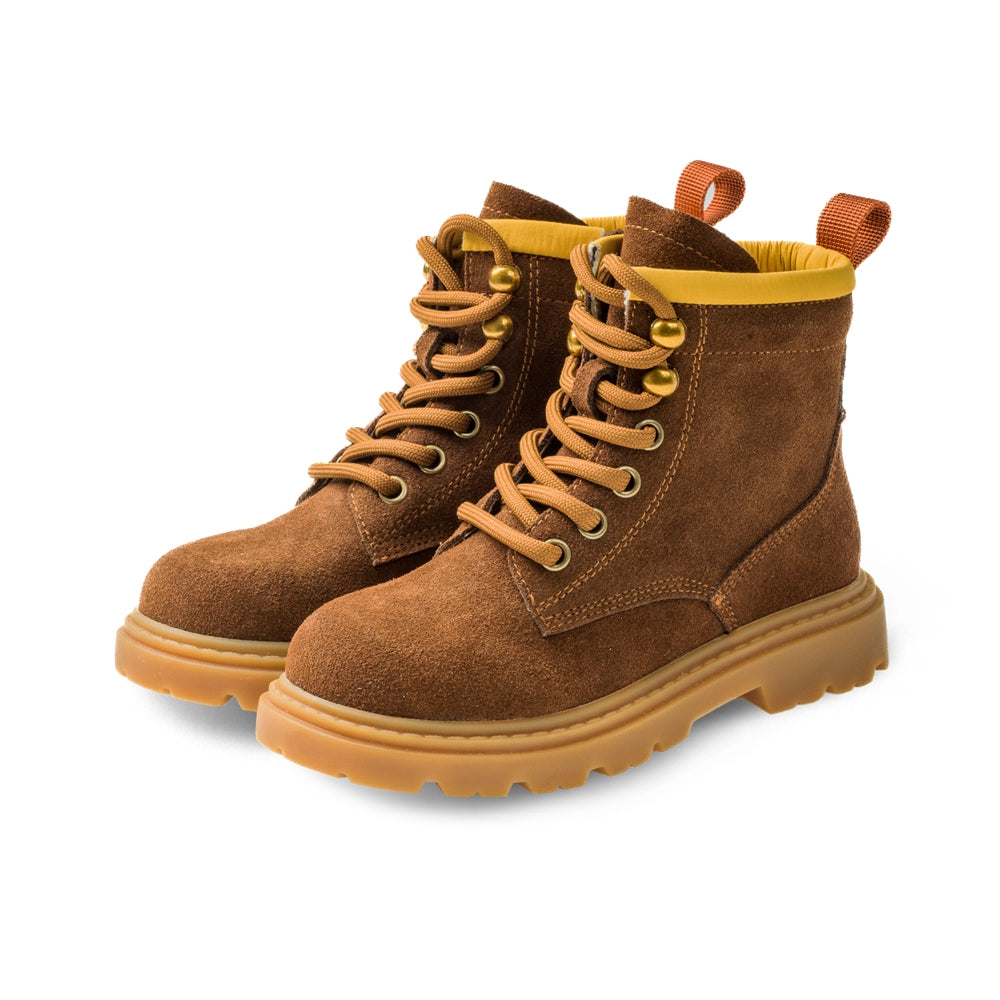 side zip kids suede trucker boots all brown 2