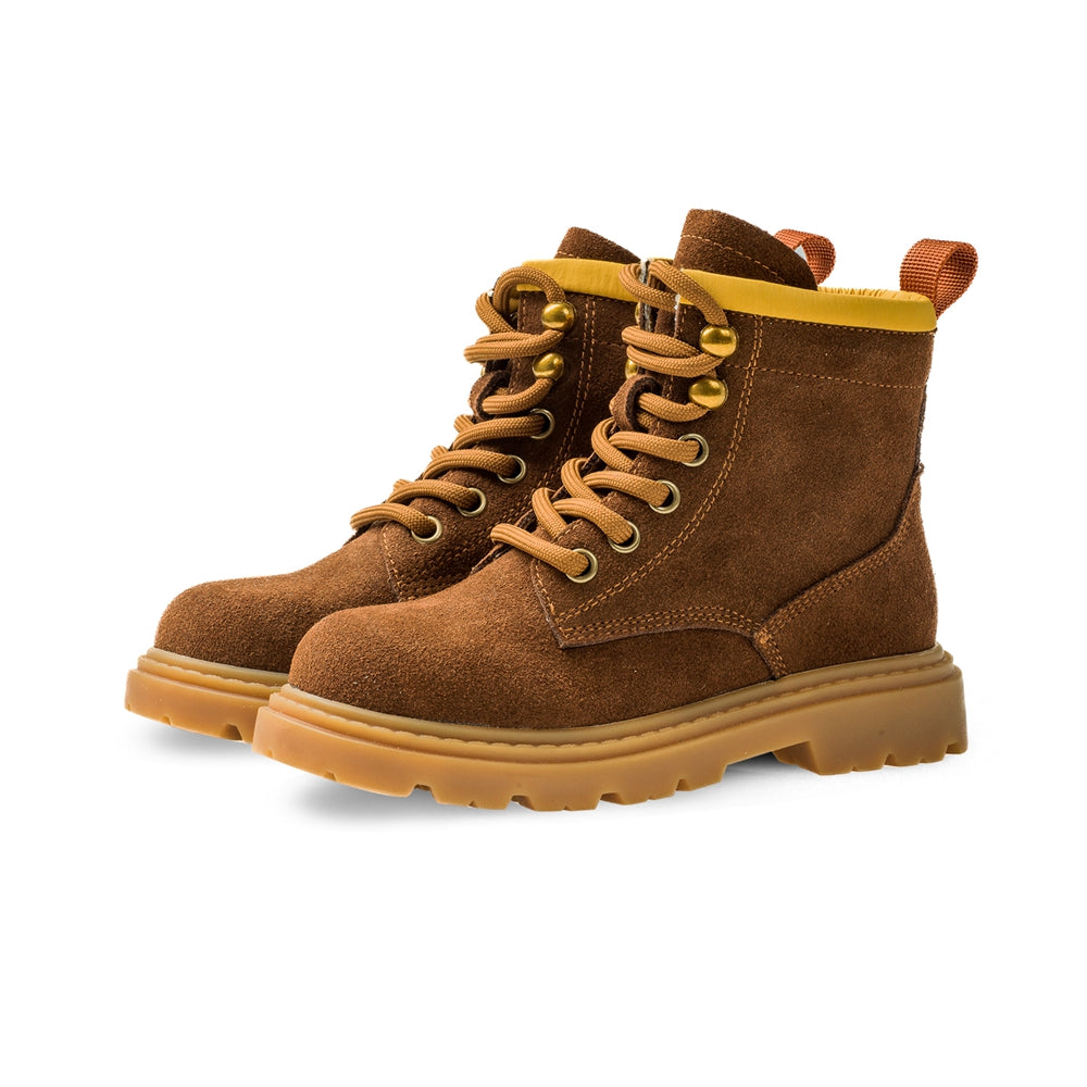 side zip kids suede trucker boots all brown 3