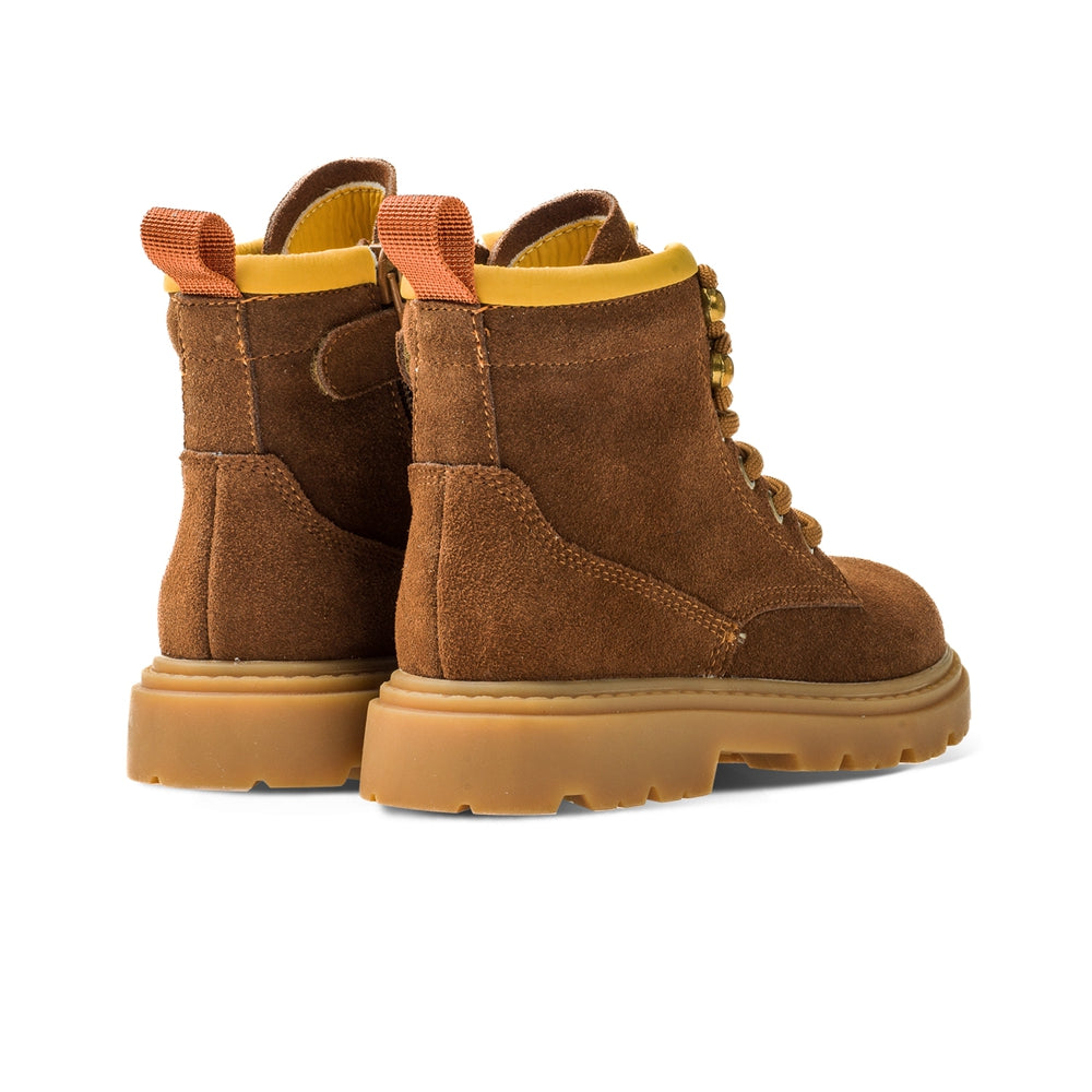 side zip kids suede trucker boots all brown 4