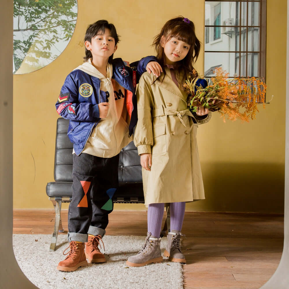 side zip kids suede trucker boots all brown 7