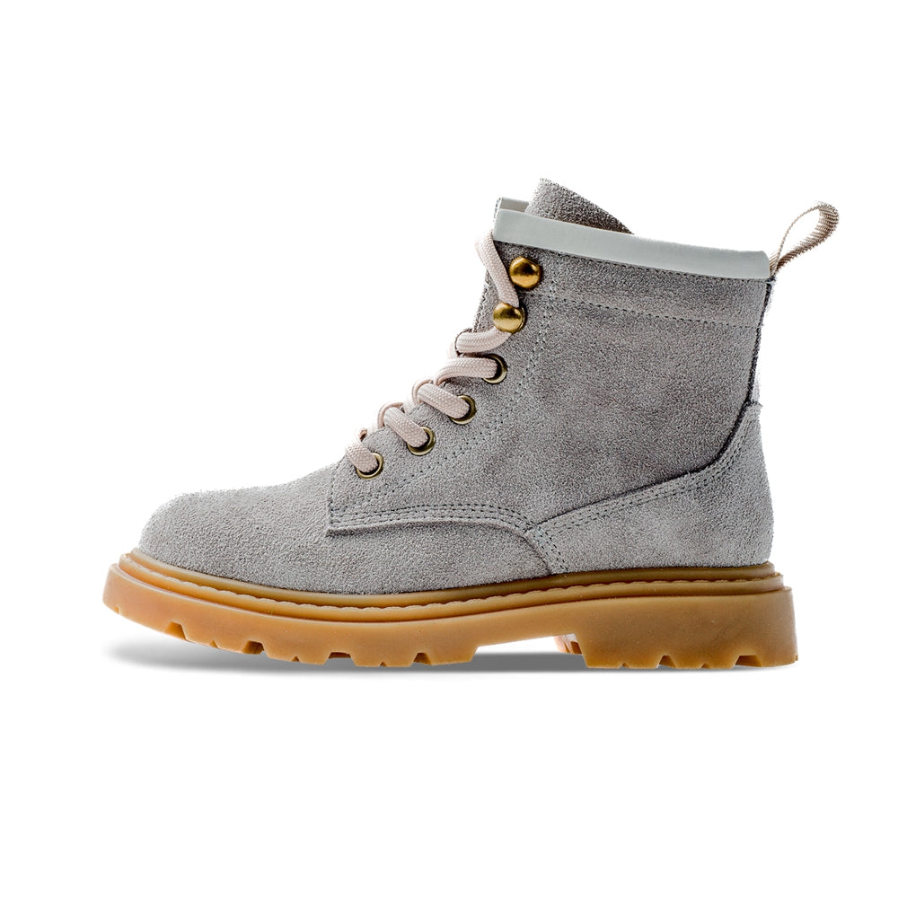 side zip kids suede trucker boots all grey 1