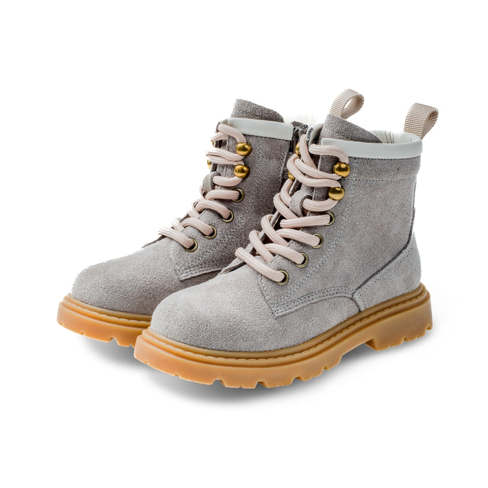 side zip kids suede trucker boots all grey 2