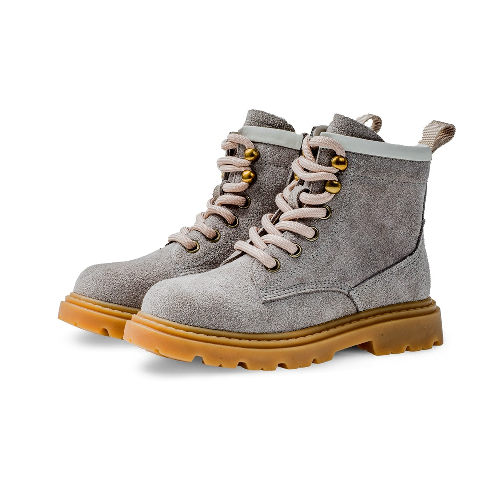 side zip kids suede trucker boots all grey 3