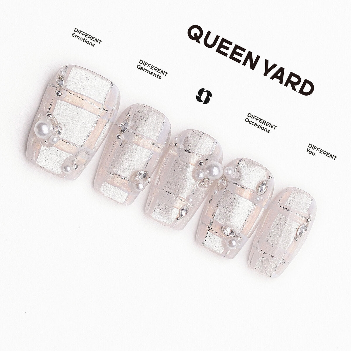 Silver Feather Luster 3D Press-On Nails