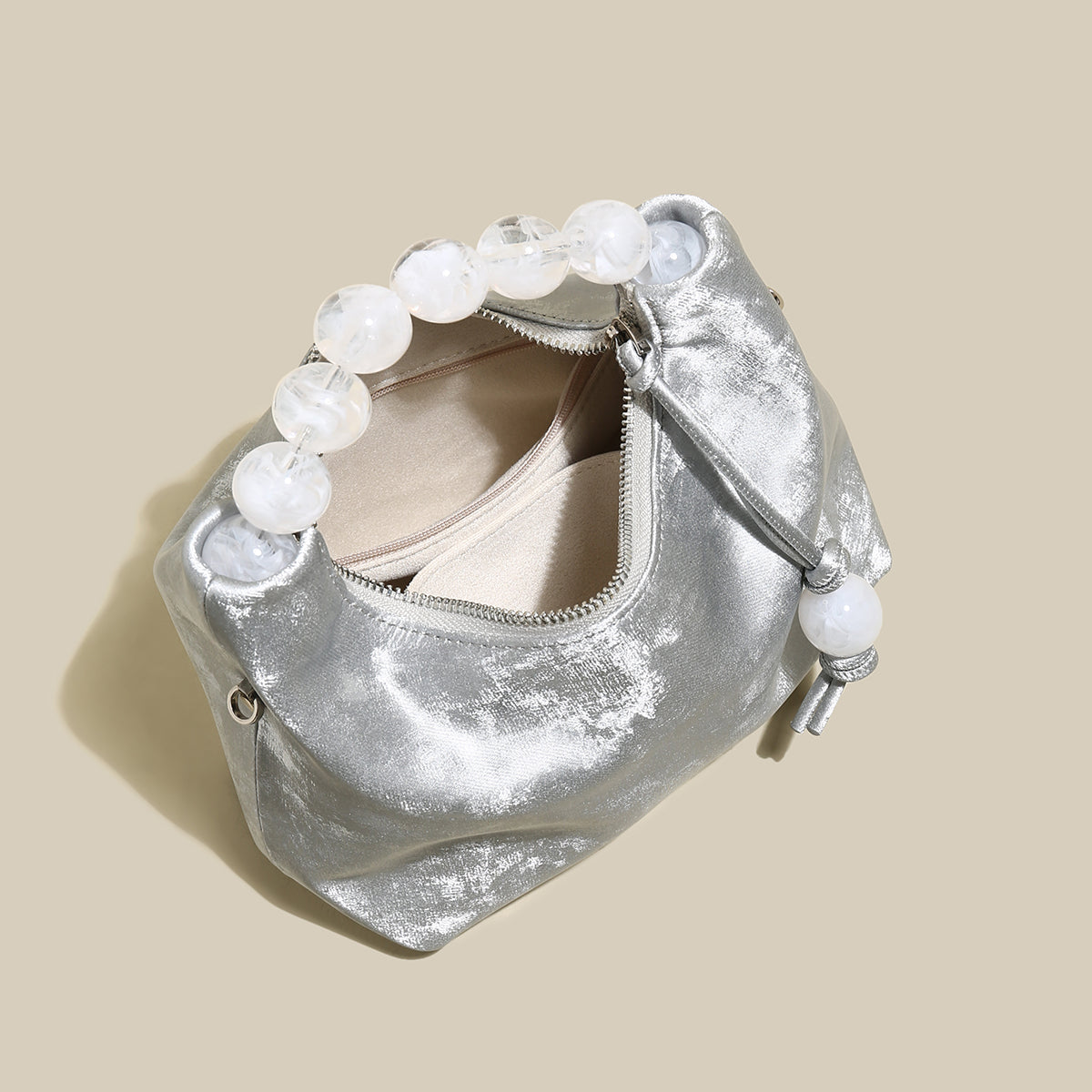 silver pearl top handle bag silver 4.JPG