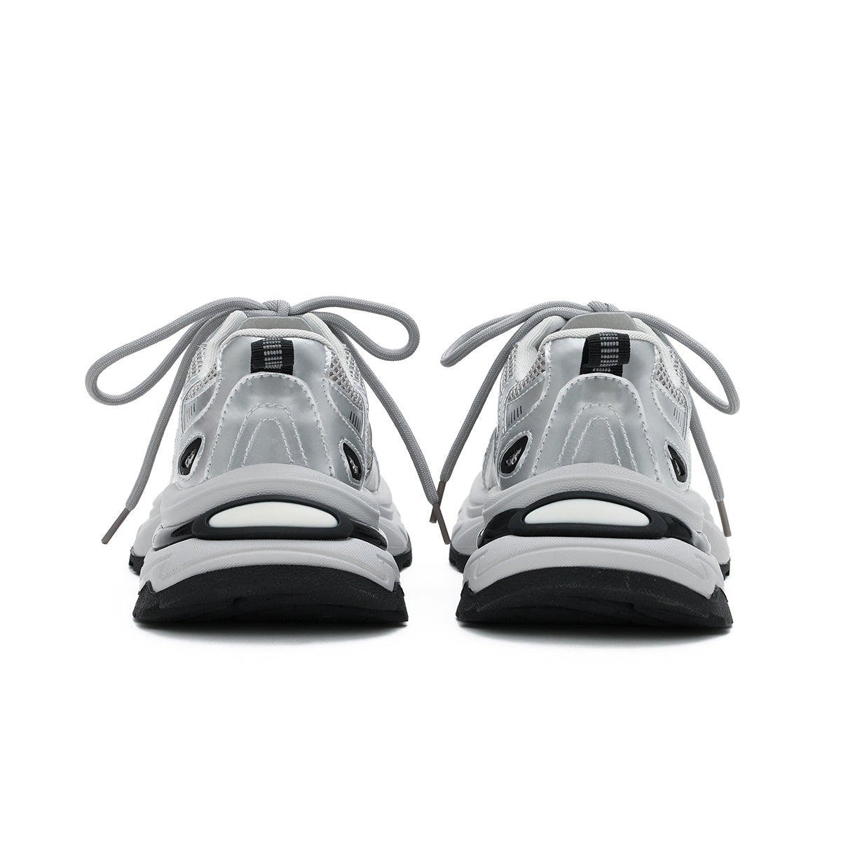 silver thick sole athletic shoes all silver 3