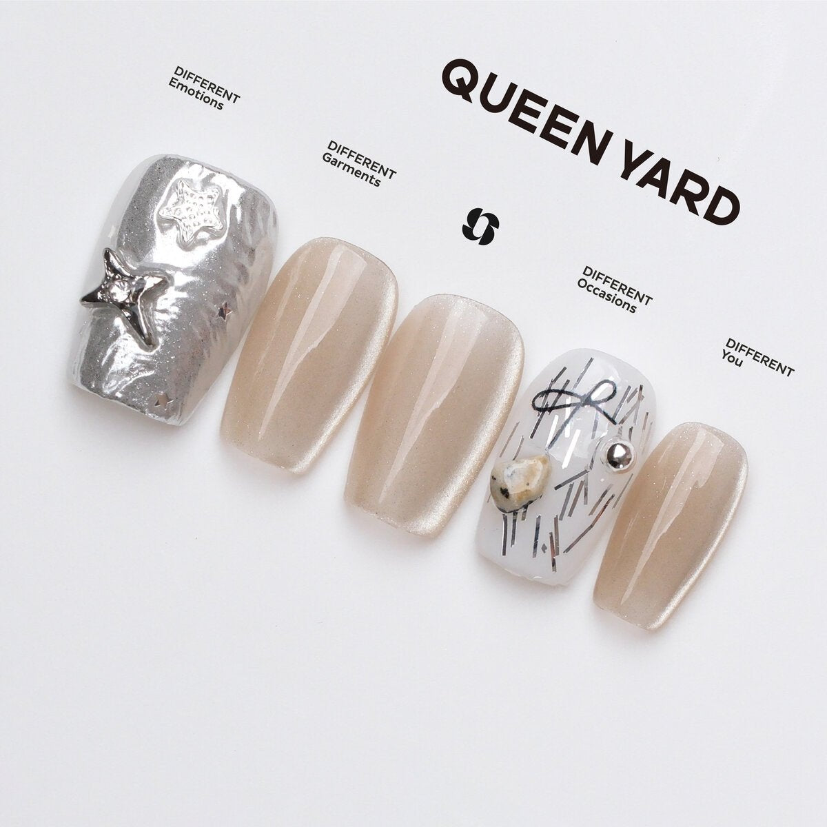 Silver Trace 3D Press-On Nails
