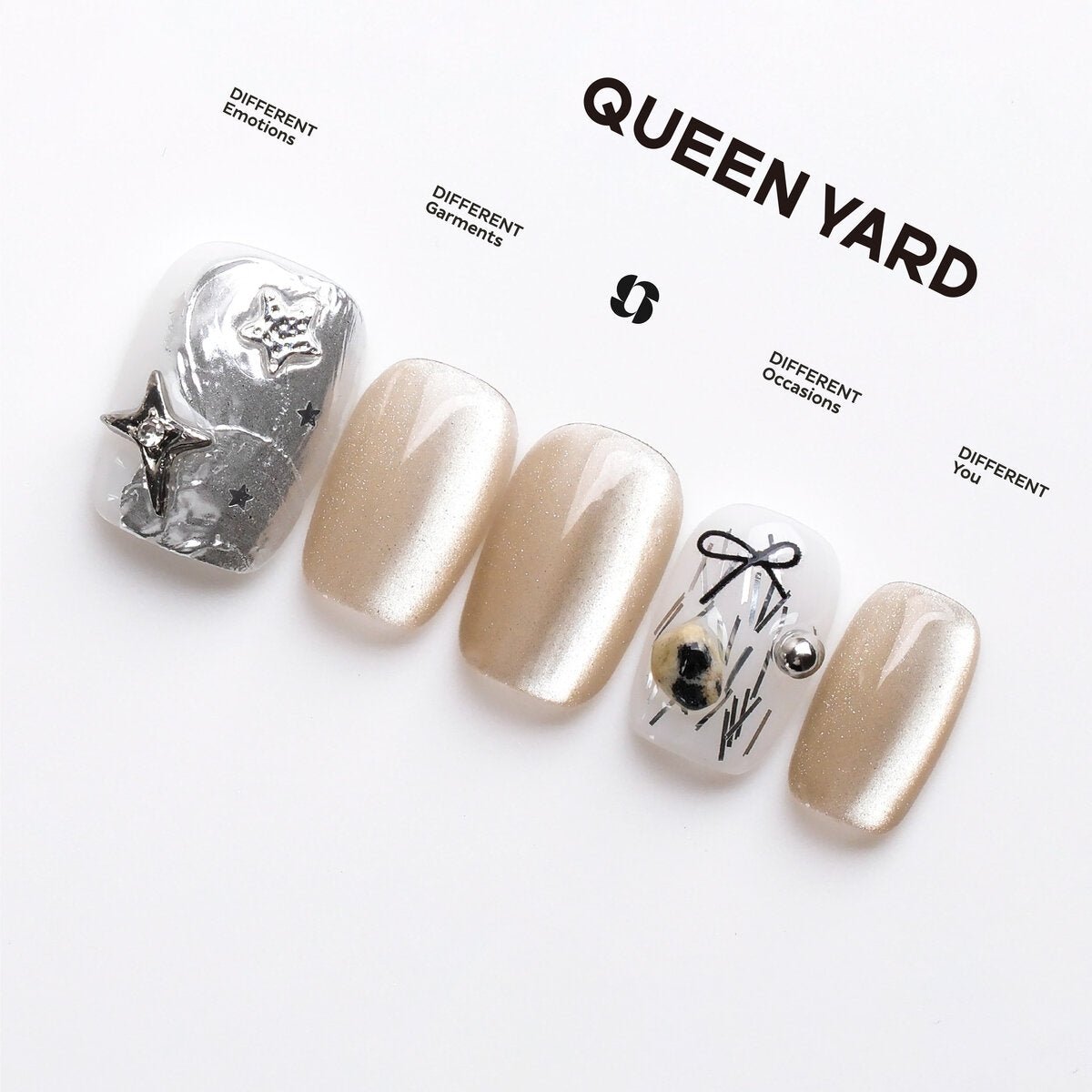 Silver Trace 3D Press-On Nails