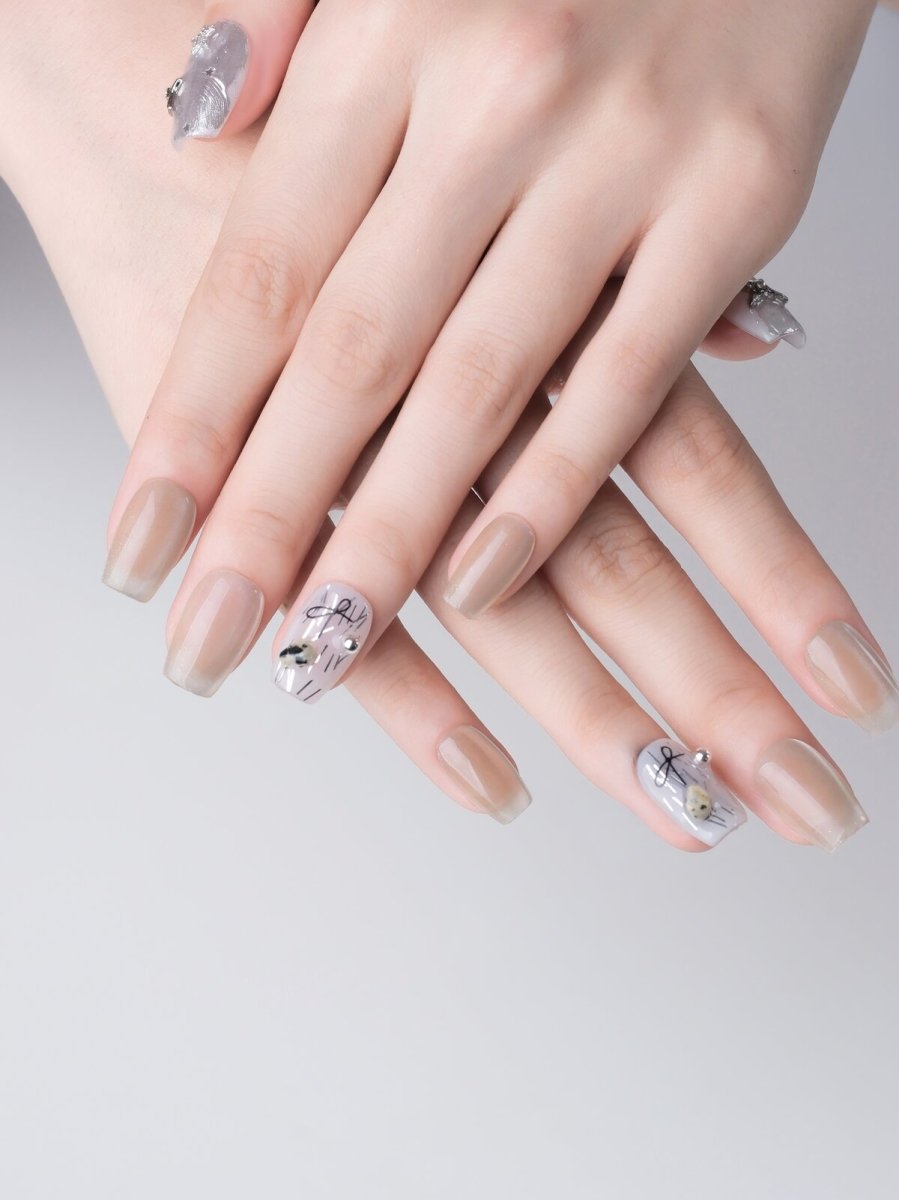 Silver Trace 3D Press-On Nails