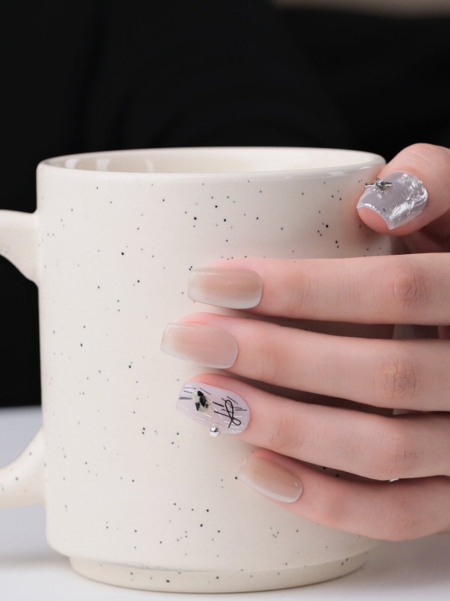 Silver Trace 3D Press-On Nails