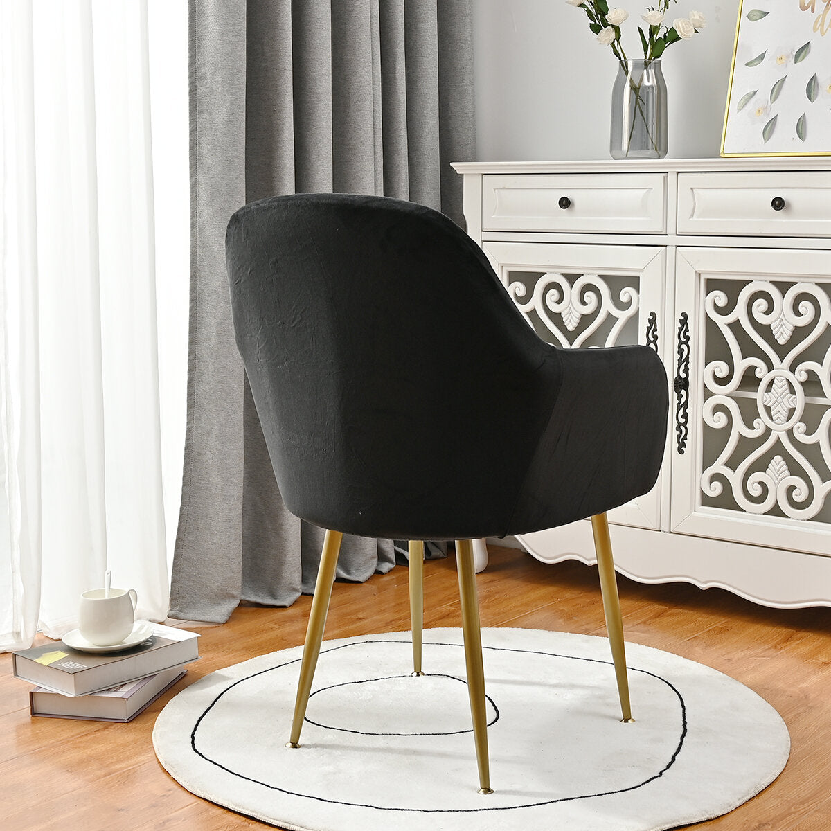 Silverfox Velvet Stretch Curved Chair Slipcover – Elastic Armchair Cover