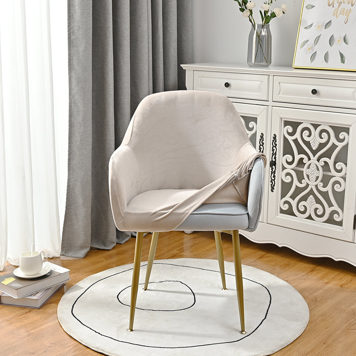 Silverfox Velvet Stretch Curved Chair Slipcover – Elastic Armchair Cover