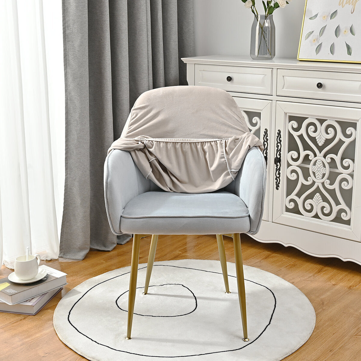 Silverfox Velvet Stretch Curved Chair Slipcover – Elastic Armchair Cover