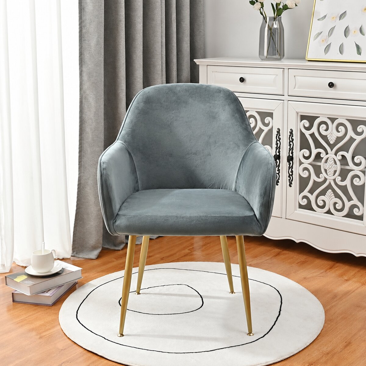 Silverfox Velvet Stretch Curved Chair Slipcover – Elastic Armchair Cover