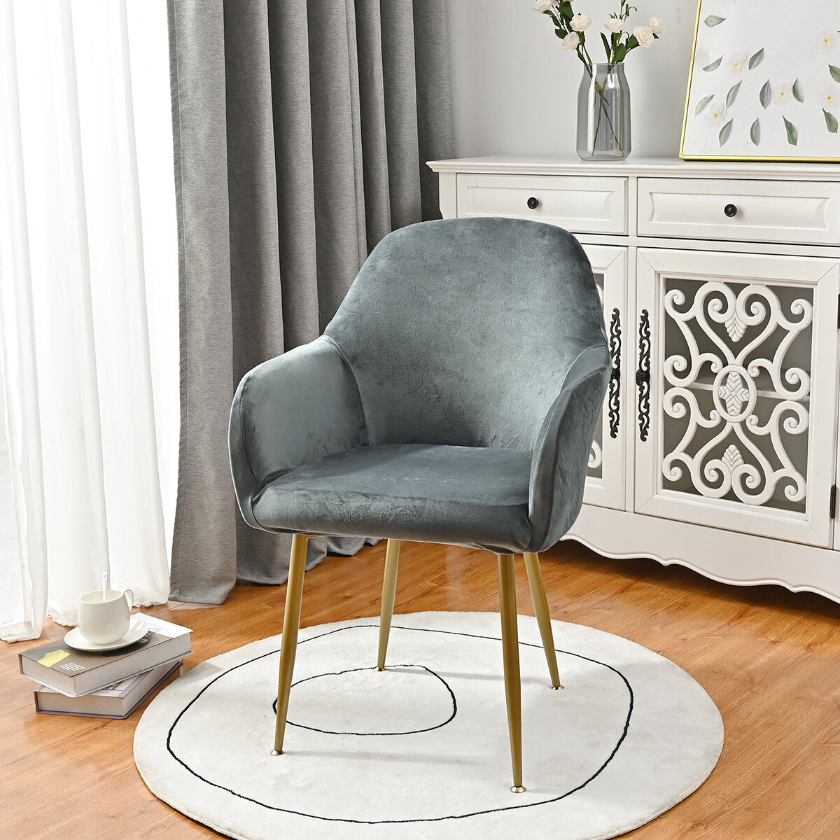 Silverfox Velvet Stretch Curved Chair Slipcover – Elastic Armchair Cover