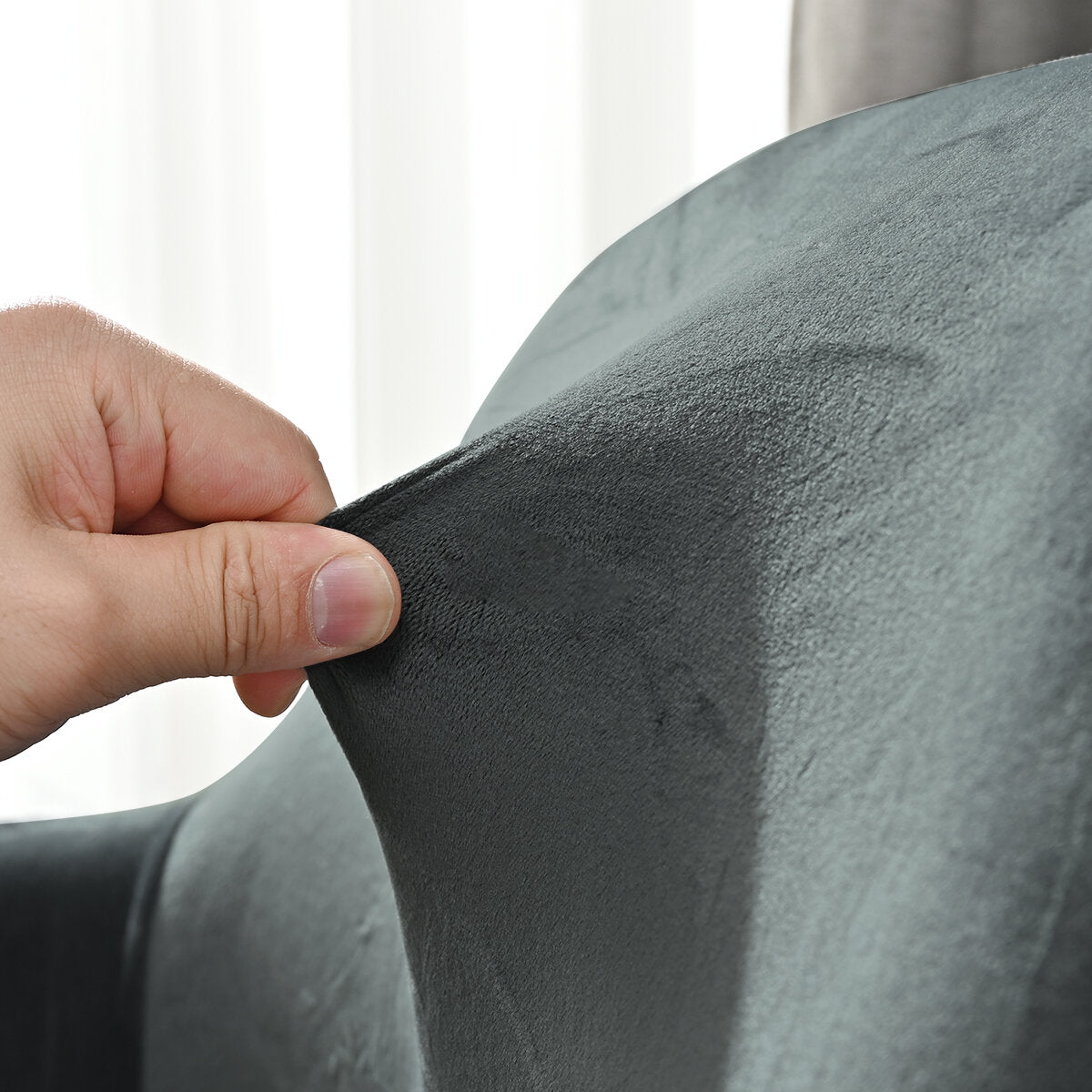 Silverfox Velvet Stretch Curved Chair Slipcover – Elastic Armchair Cover