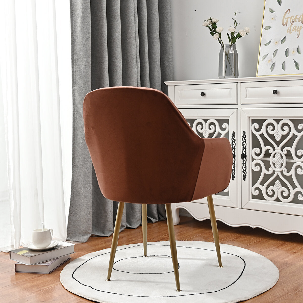 Silverfox Velvet Stretch Curved Chair Slipcover – Elastic Armchair Cover