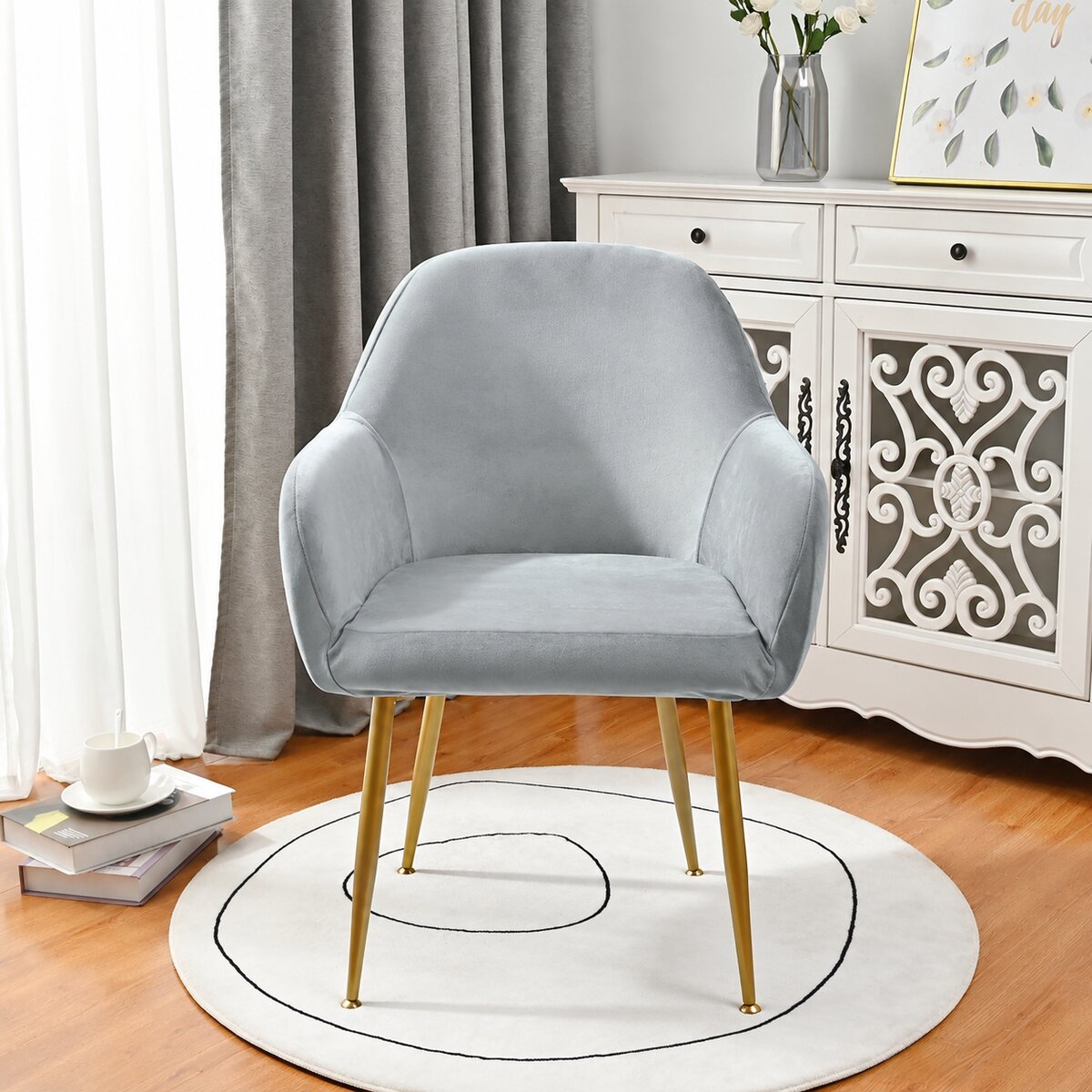 Silverfox Velvet Stretch Curved Chair Slipcover – Elastic Armchair Cover