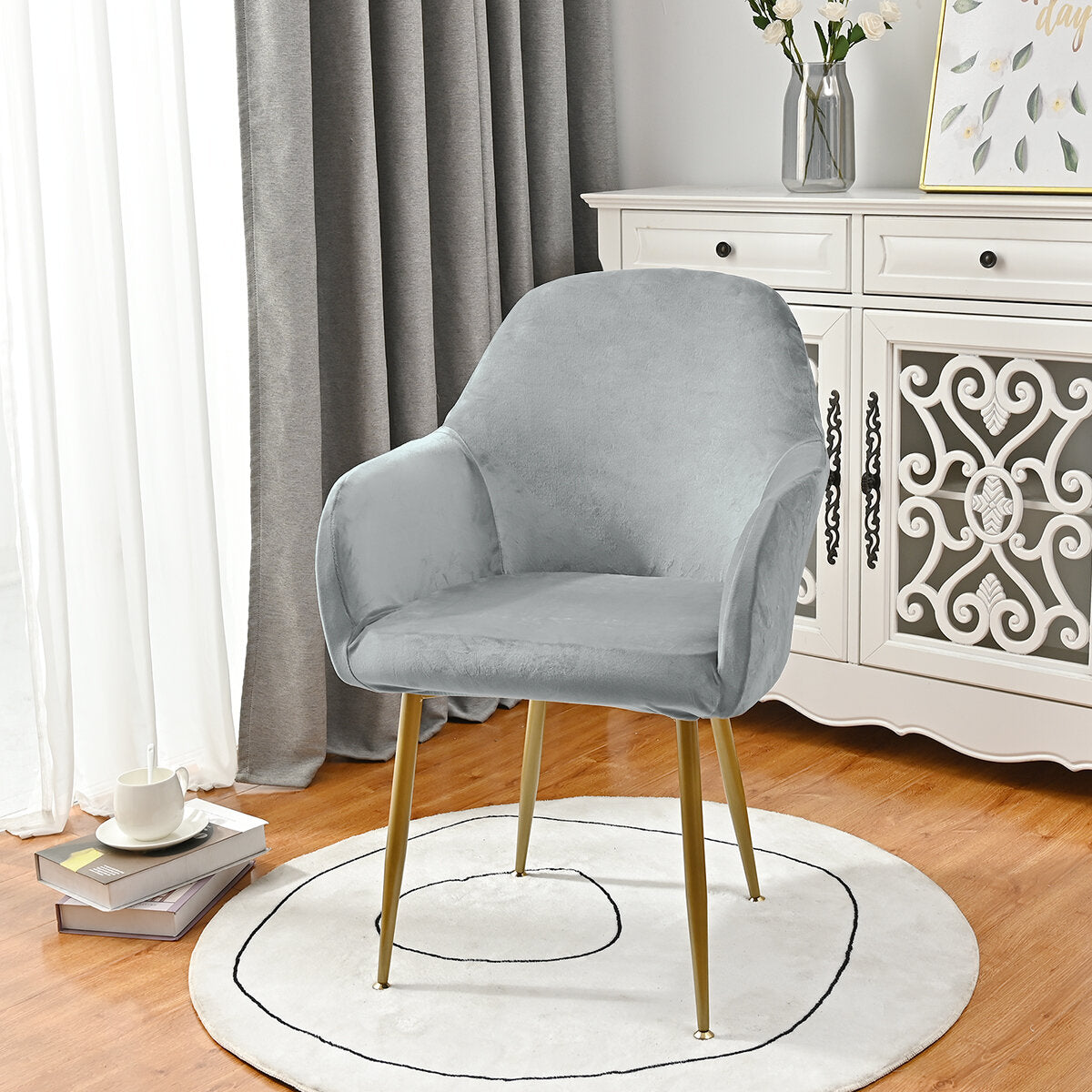 Silverfox Velvet Stretch Curved Chair Slipcover – Elastic Armchair Cover