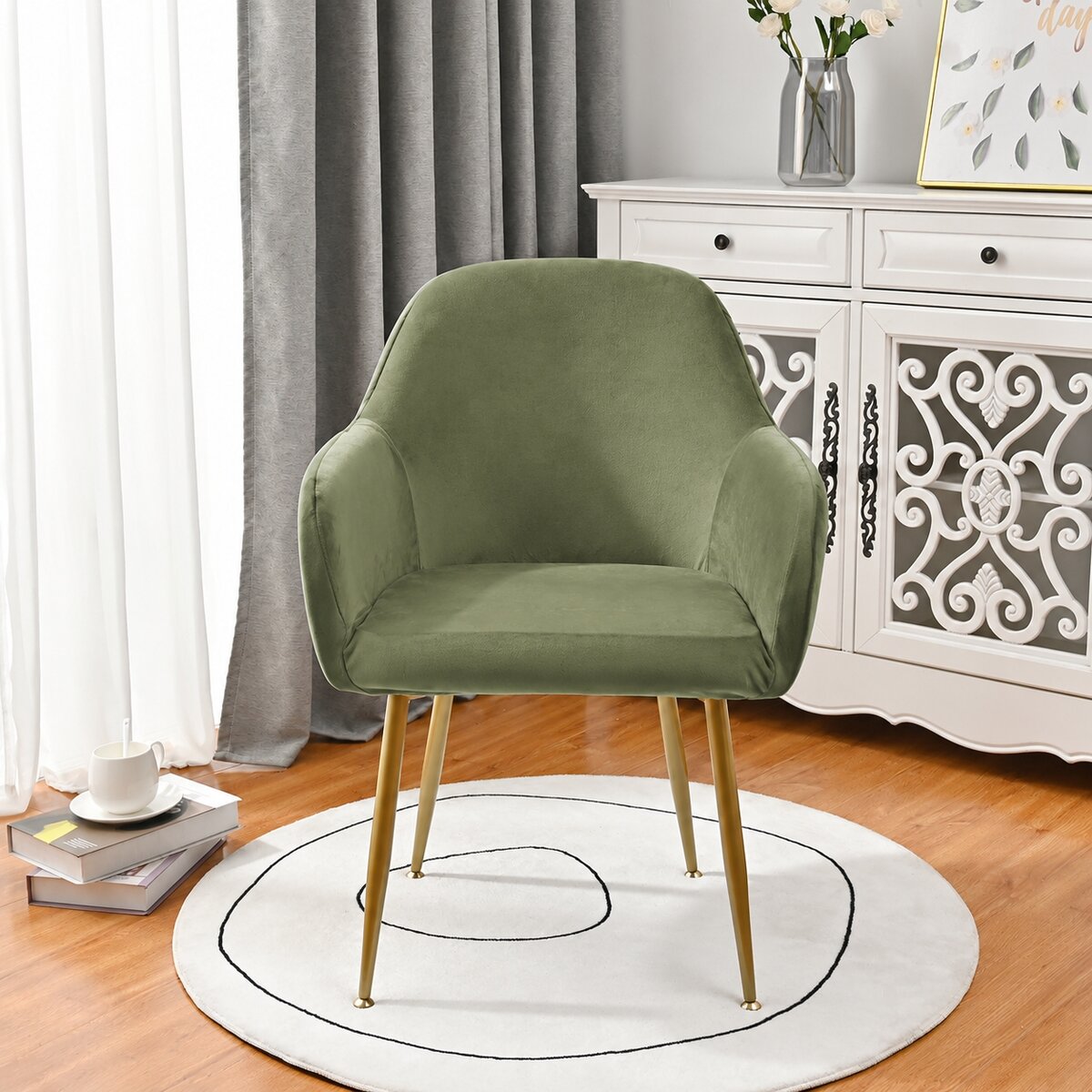 Silverfox Velvet Stretch Curved Chair Slipcover – Elastic Armchair Cover