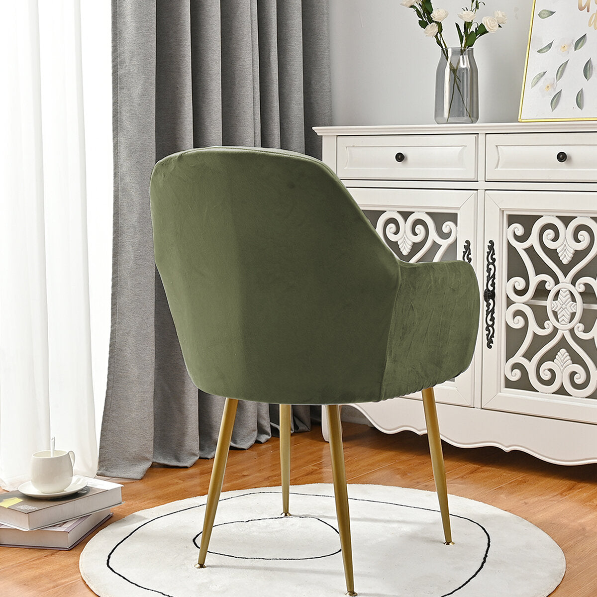 Silverfox Velvet Stretch Curved Chair Slipcover – Elastic Armchair Cover