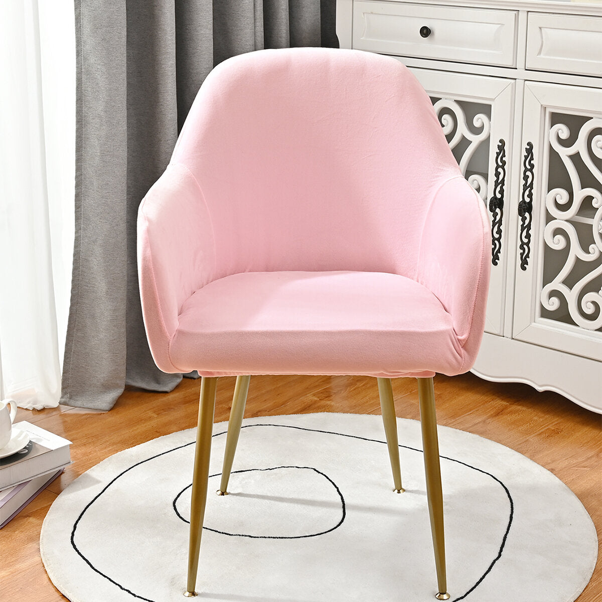 Silverfox Velvet Stretch Curved Chair Slipcover – Elastic Armchair Cover