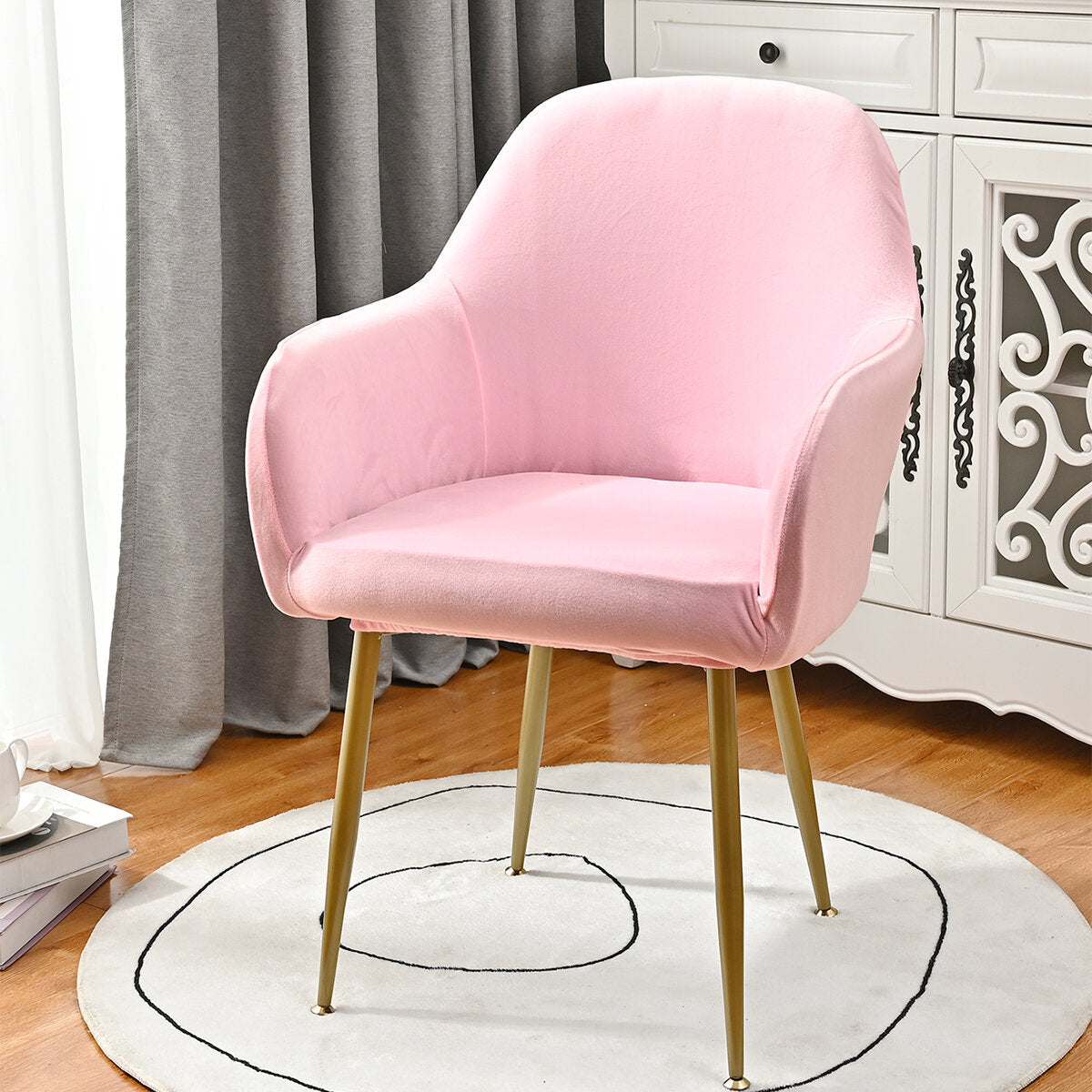 Silverfox Velvet Stretch Curved Chair Slipcover – Elastic Armchair Cover