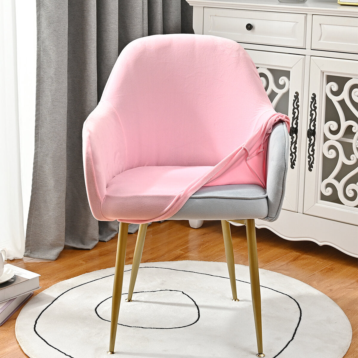 Silverfox Velvet Stretch Curved Chair Slipcover – Elastic Armchair Cover