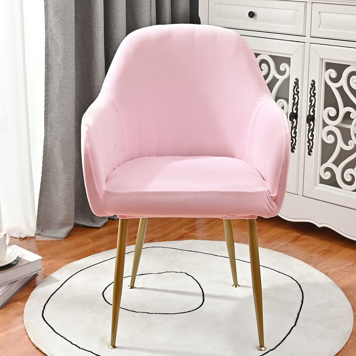 Silverfox Velvet Stretch Curved Chair Slipcover – Elastic Armchair Cover