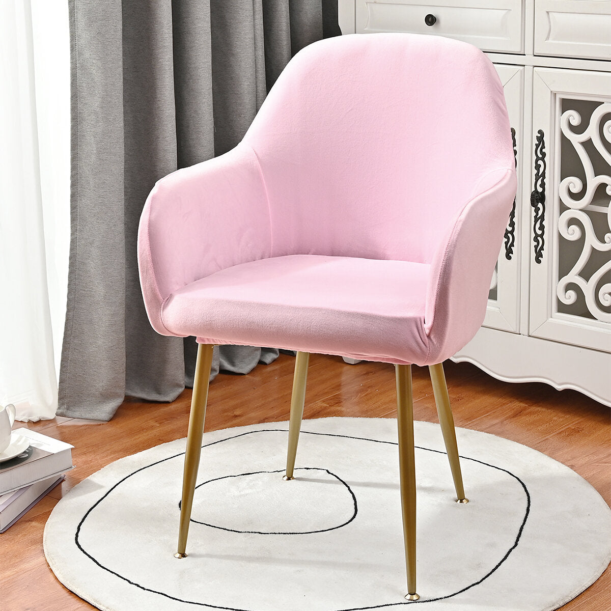 Silverfox Velvet Stretch Curved Chair Slipcover – Elastic Armchair Cover