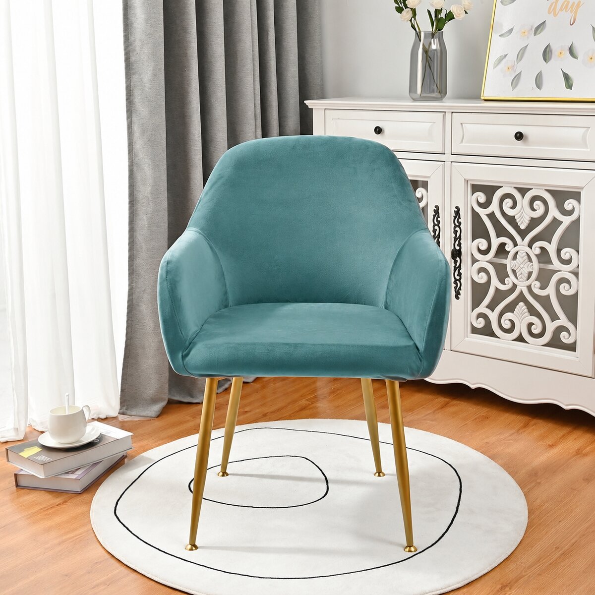Silverfox Velvet Stretch Curved Chair Slipcover – Elastic Armchair Cover