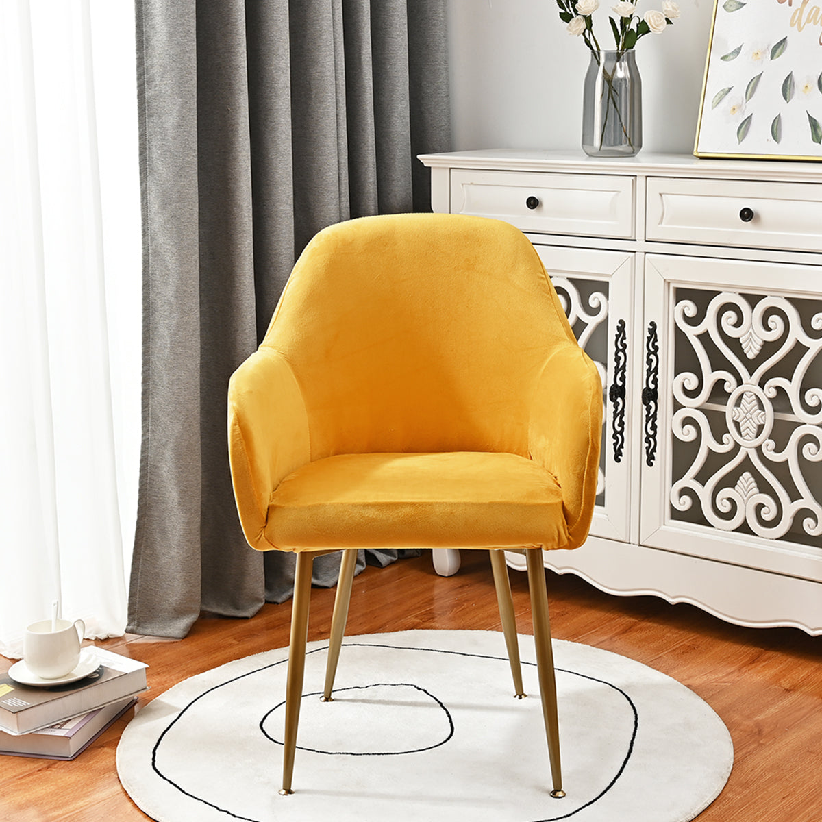 Silverfox Velvet Stretch Curved Chair Slipcover – Elastic Armchair Cover