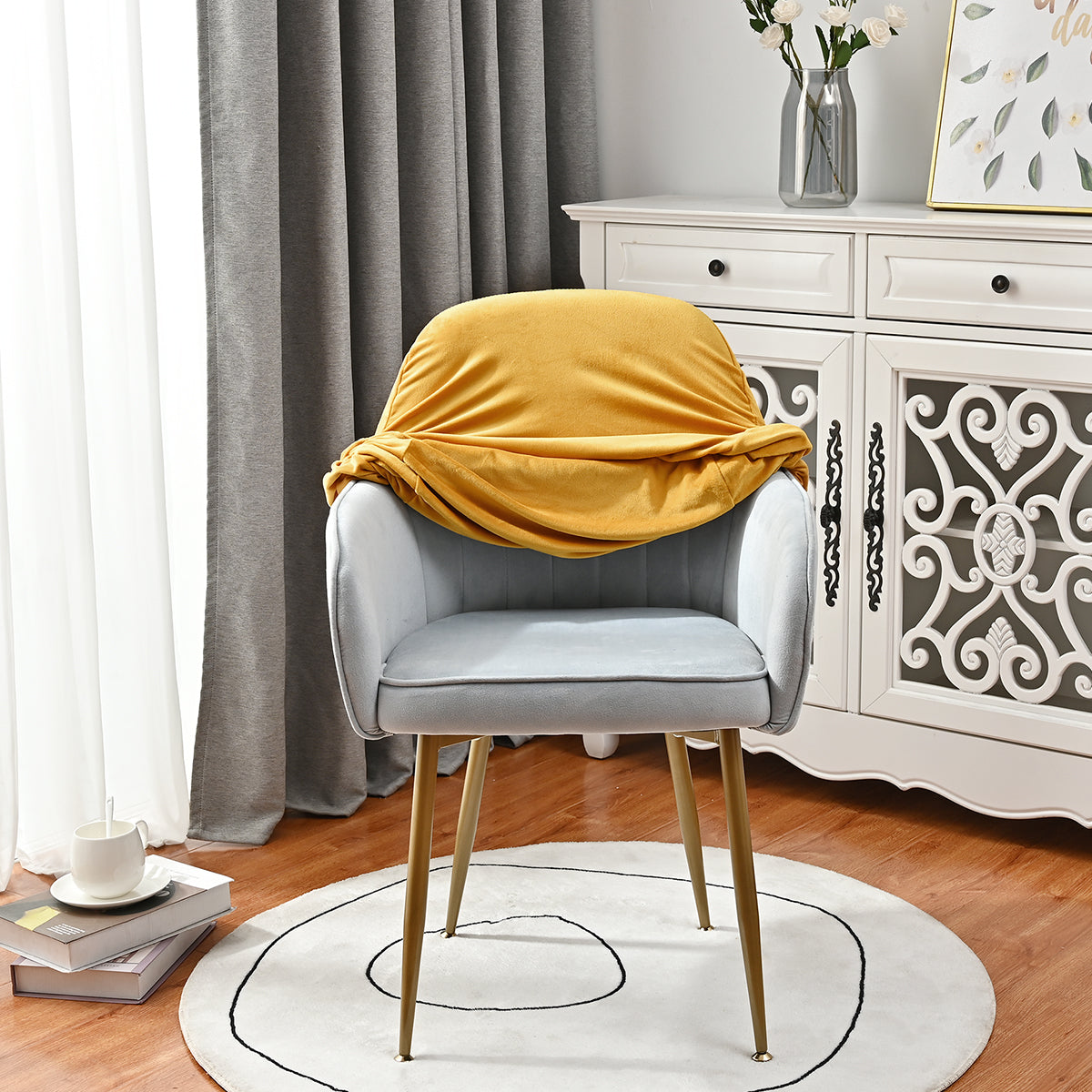 Silverfox Velvet Stretch Curved Chair Slipcover – Elastic Armchair Cover