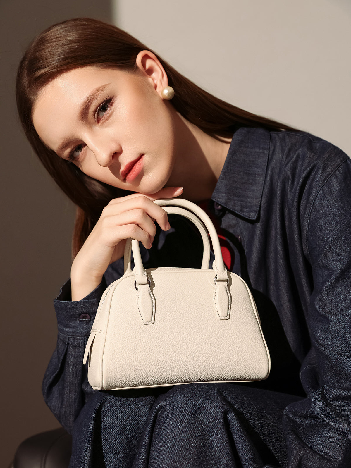 simple leather bowling bag white 2