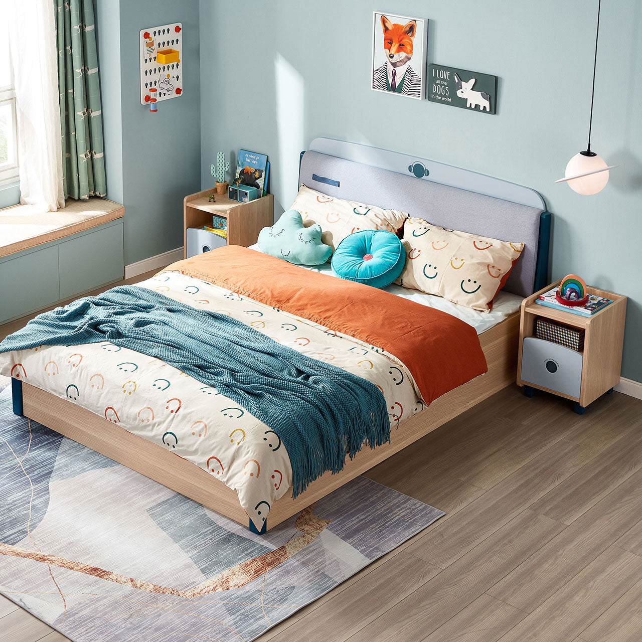 single blue platform bed mattress set and storage all 3