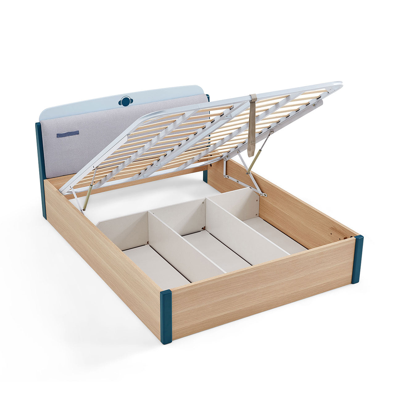 single blue platform bed mattress set and storage all 6