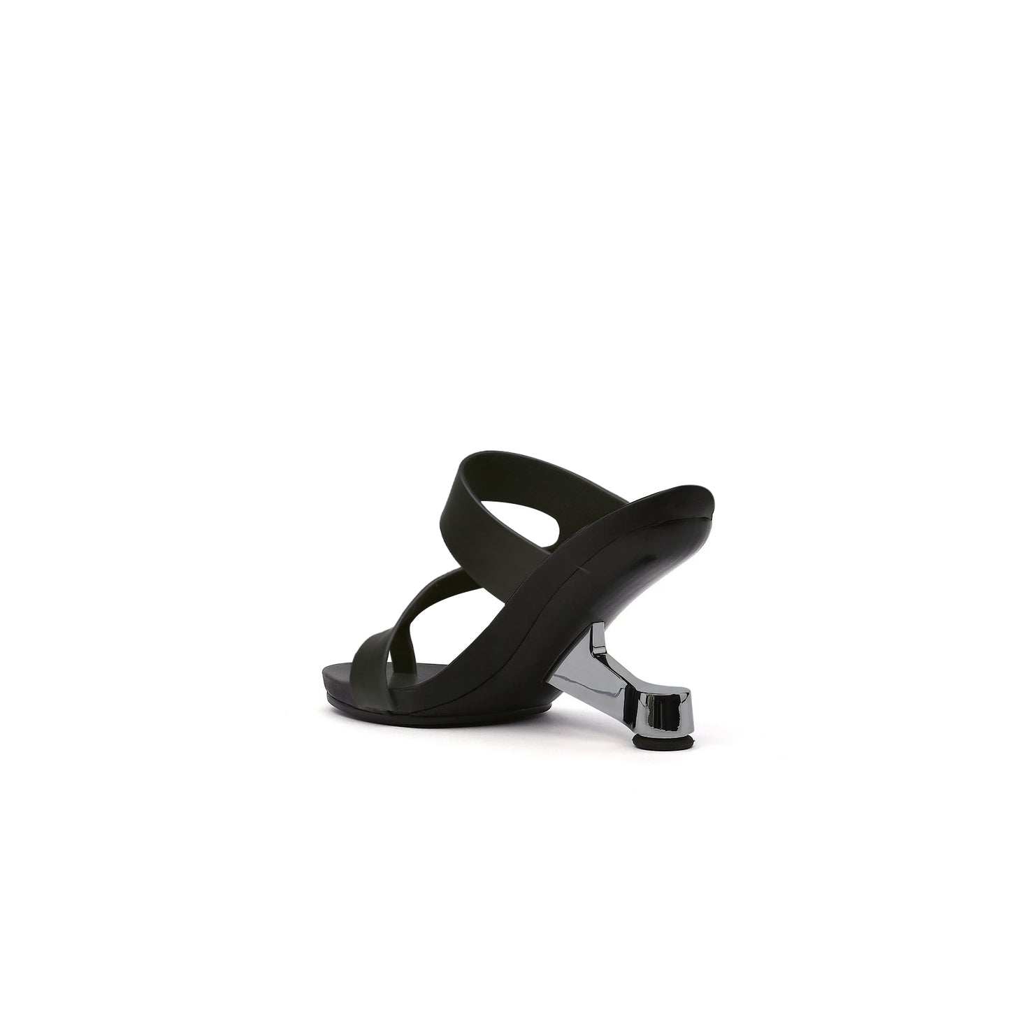 single toe loop pivot heel sandals all black 4