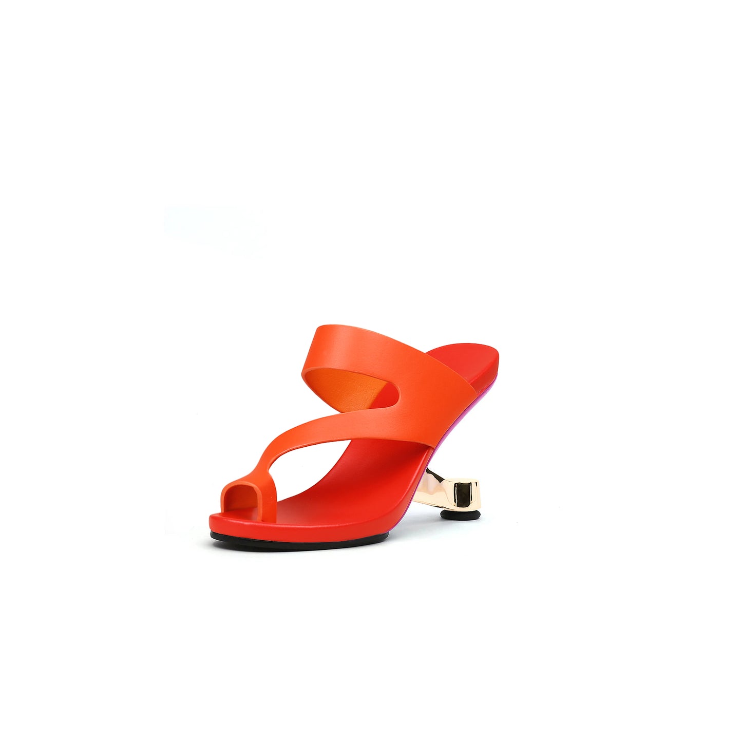 single toe loop pivot heel sandals all orange 2