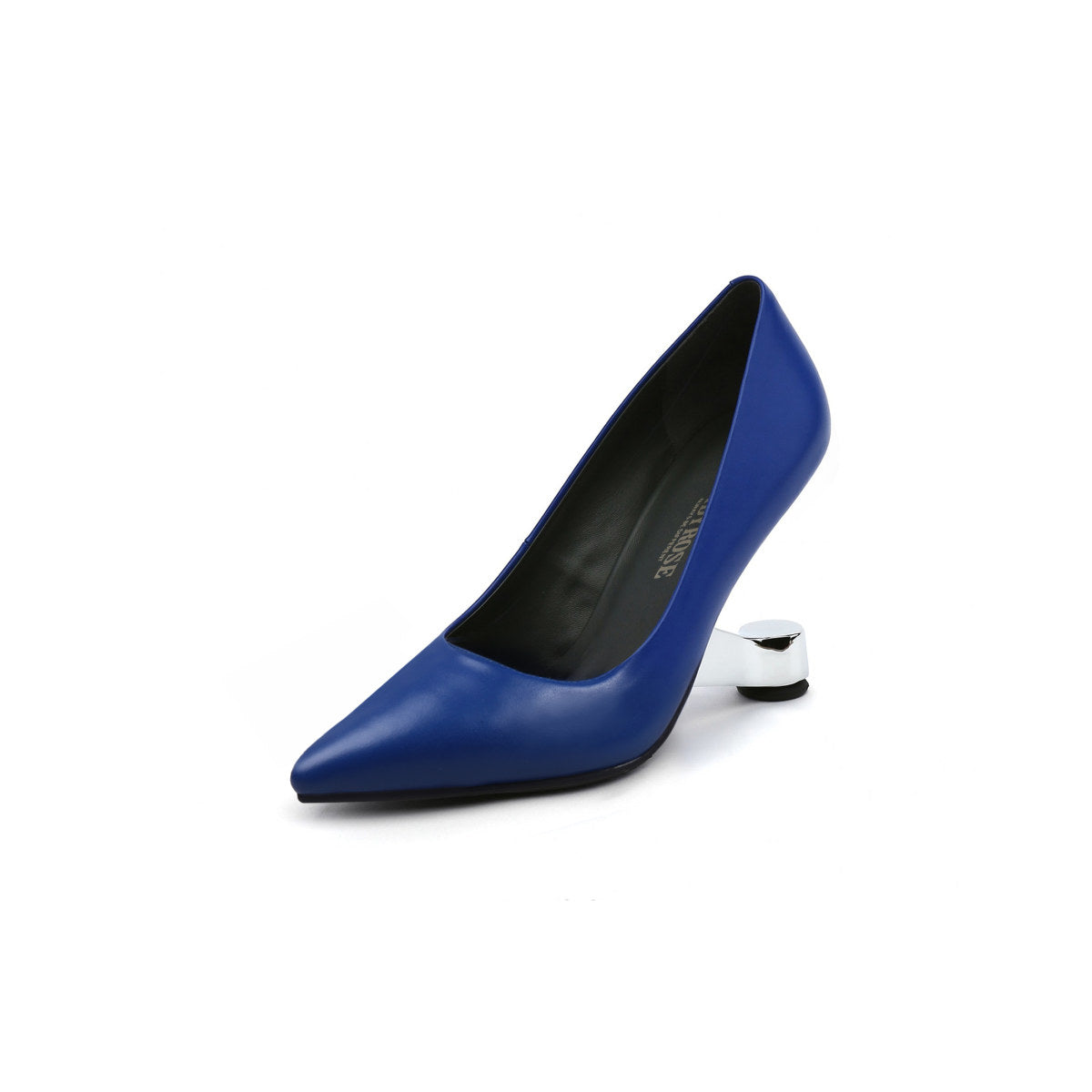 sleek pointed toe glass heel pumps all blue 2