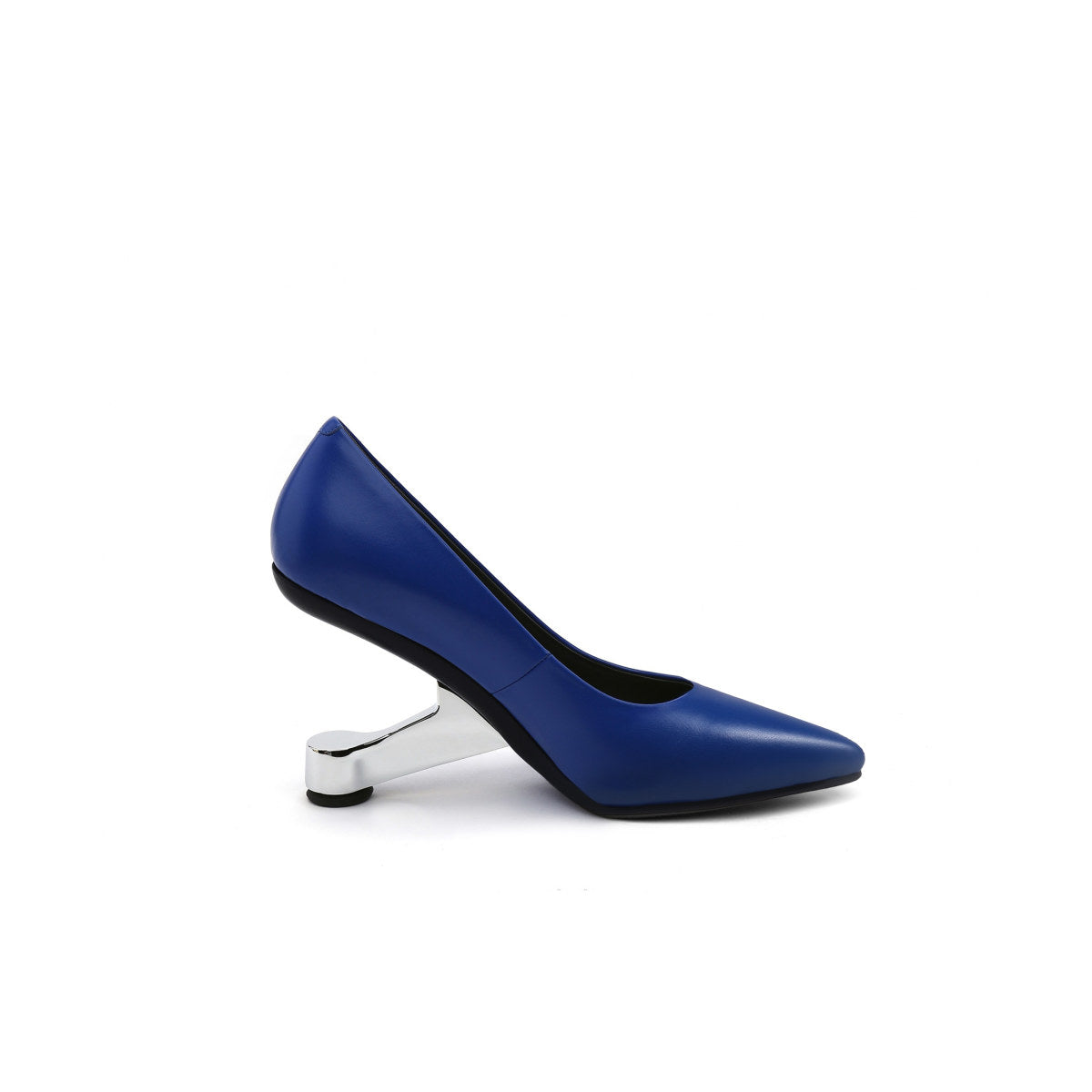 sleek pointed toe glass heel pumps all blue 3