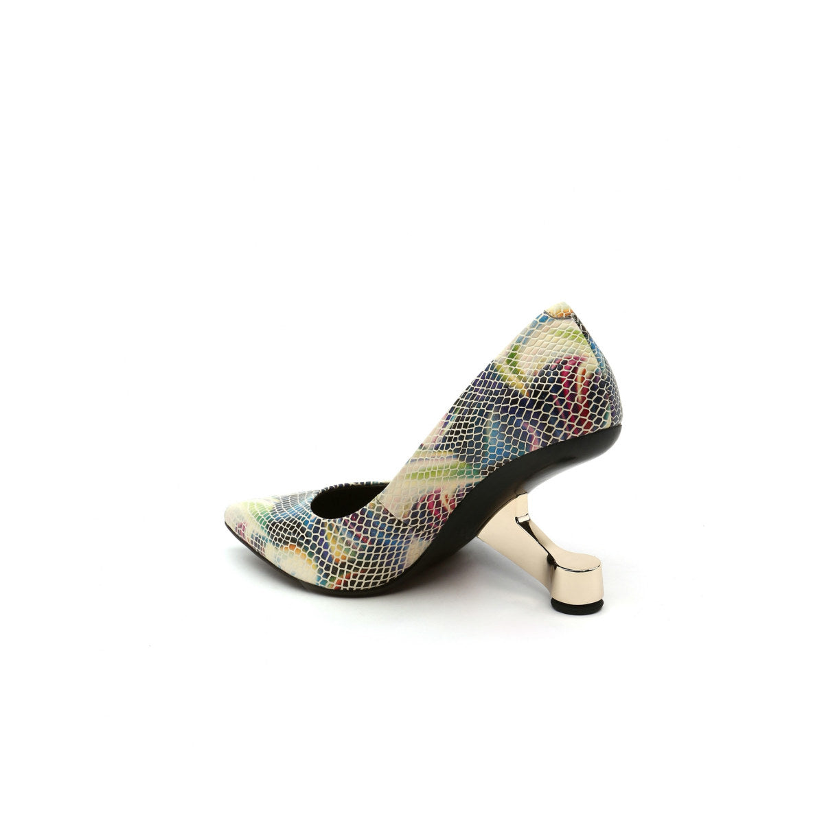 sleek pointed toe glass heel pumps all python 4