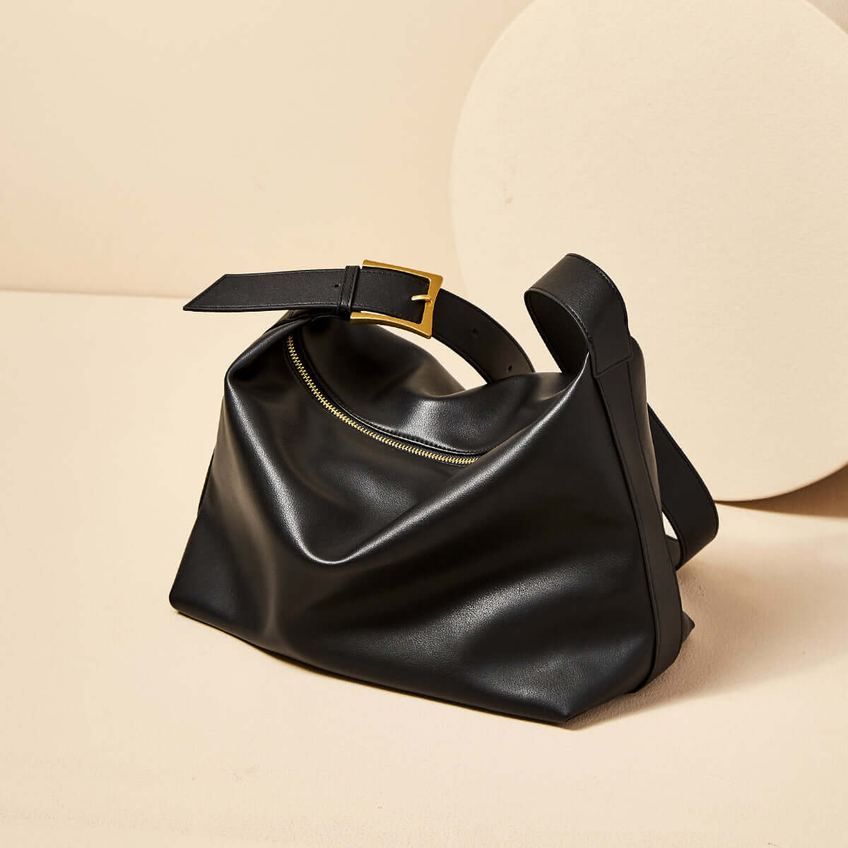 sleek retro leather tote bag black 2