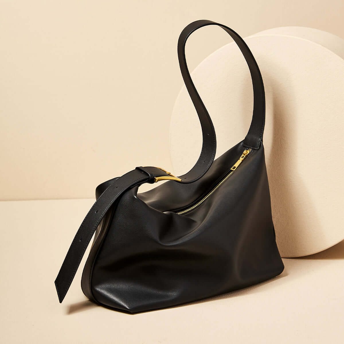 sleek retro leather tote bag black 3