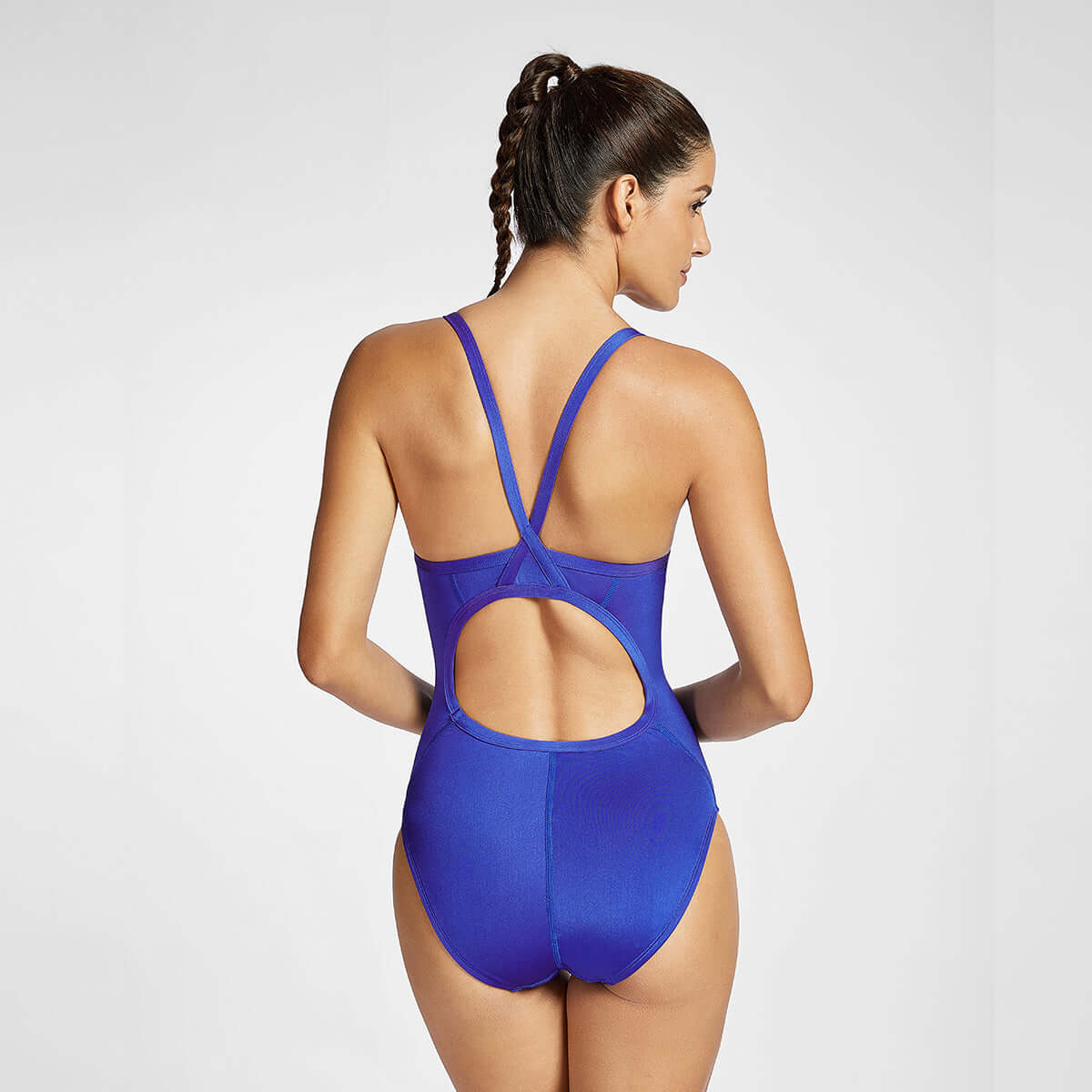 sleek solid elite training athletic one piece swimsuit all blue 3