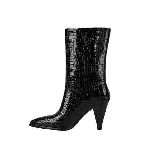 Sleek Wide Fit Black Mid Calf Boots