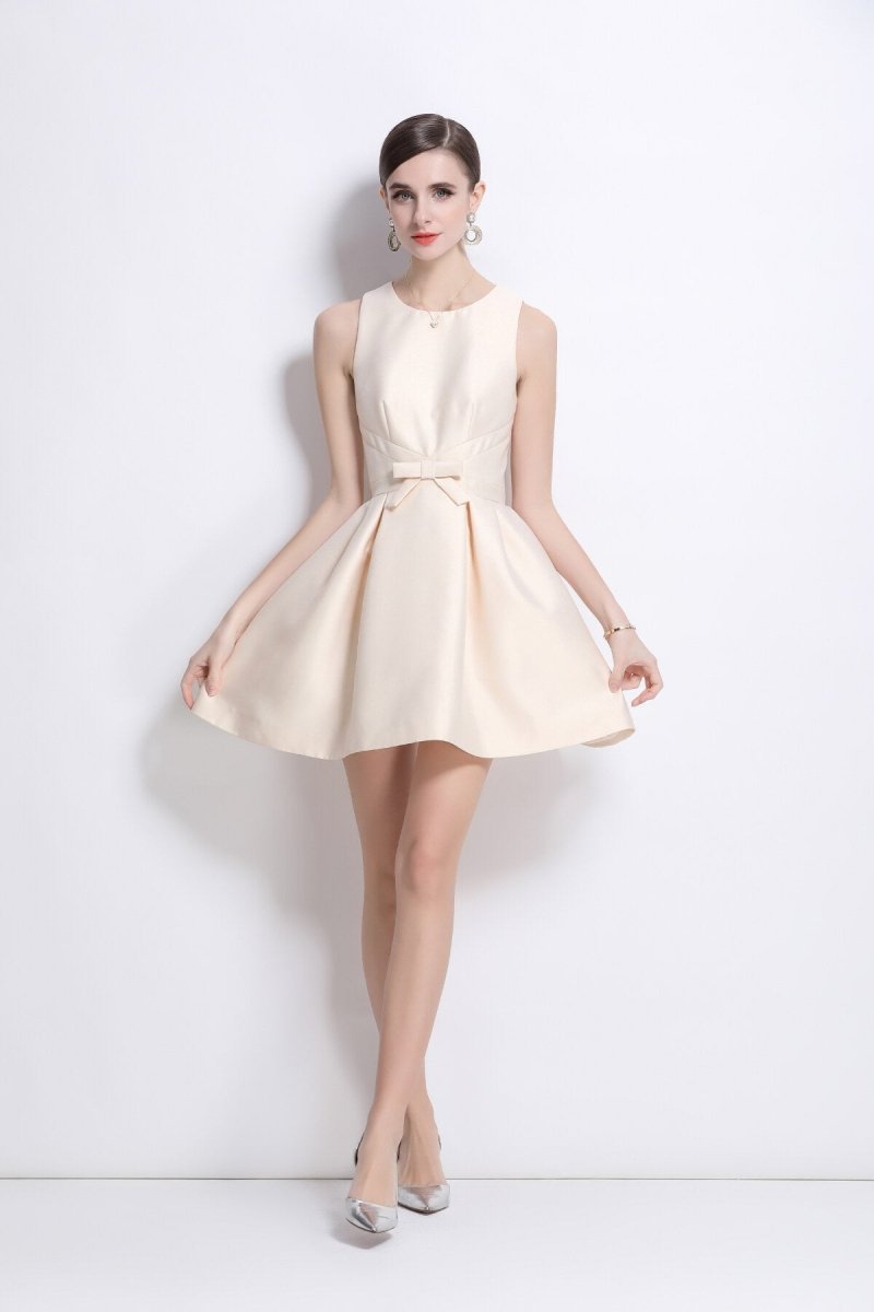sleeveless bow belt ivory white pleated dress all ivory 3.JPG