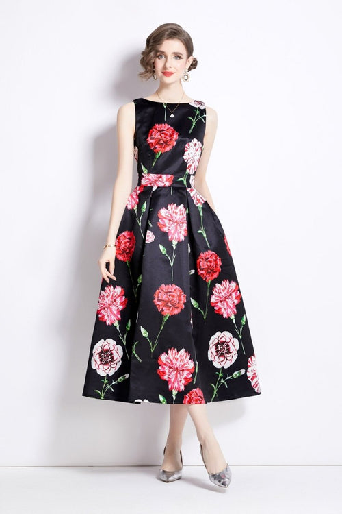 Sleeveless High Waist Tailored Fit and Flare A Line Dress - 0cm